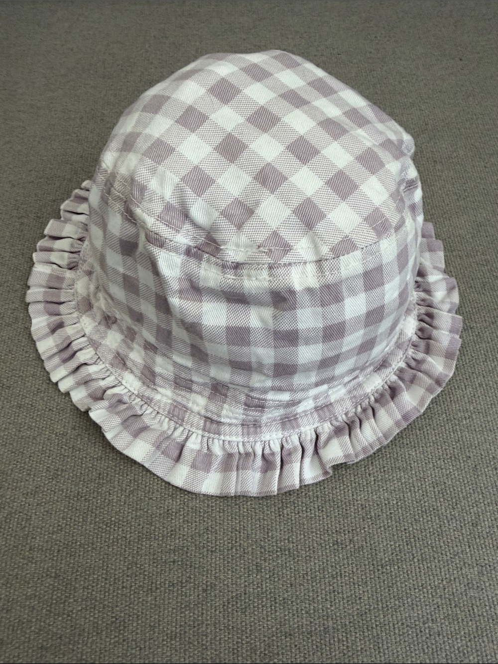 H&M Girls Lavender Gingham Ruffle Sun Hat Kids Accessories 4-6 Years